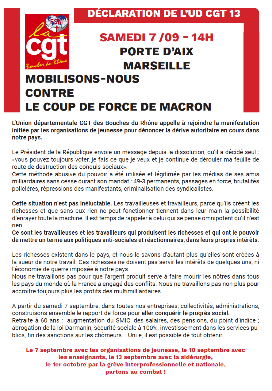 Mobilisation contre le coup de force de Macron !