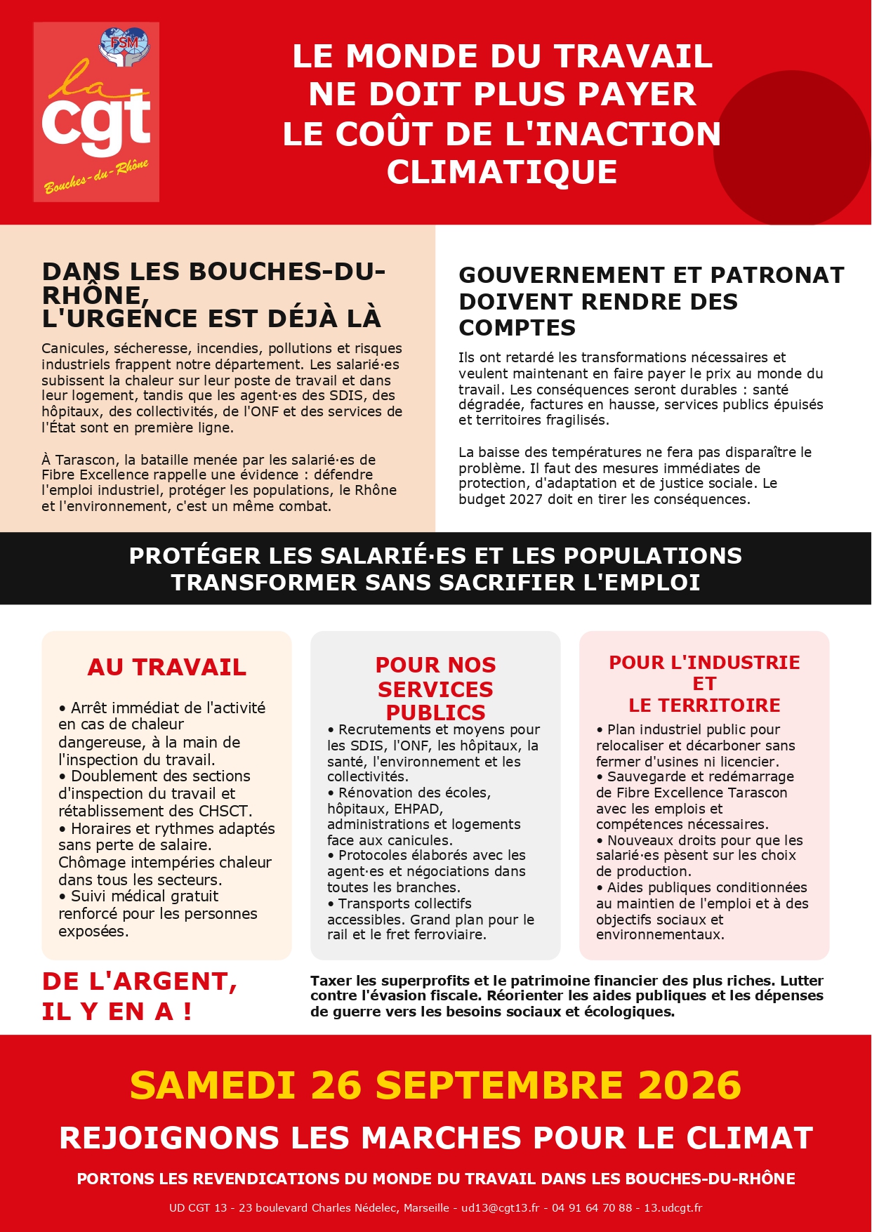Le monde du travail ne doit plus payer le coût de l’inaction climatique !